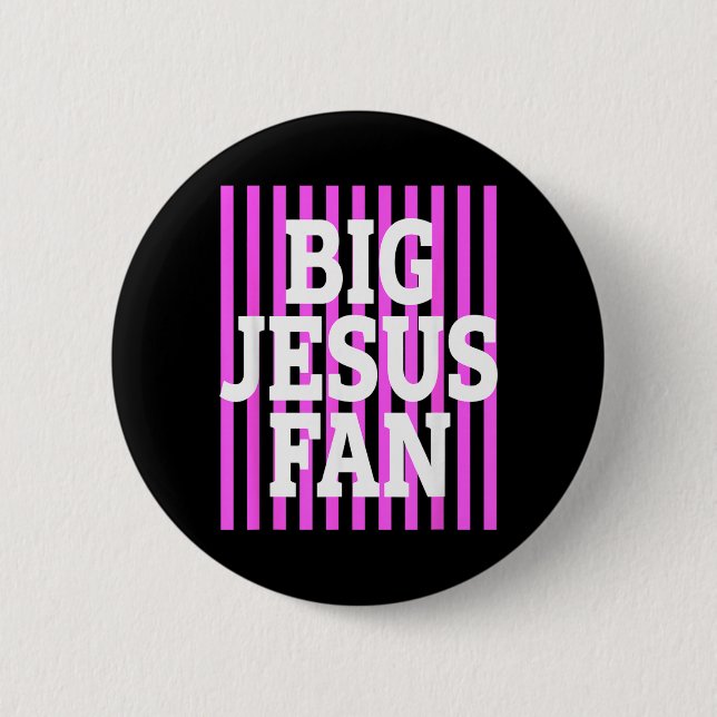 Großer Jesus-Fan Gestreifter Großer Jesus-Fan Prep Button (Vorderseite)
