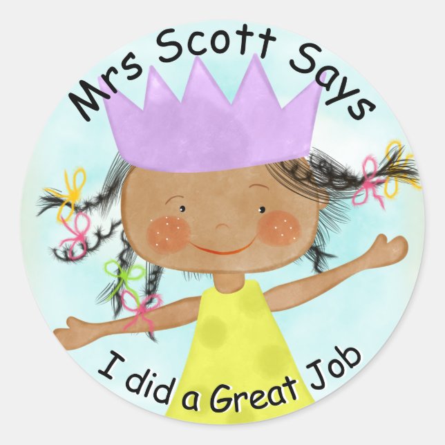 Großer Job dunkle Hautstickerin Runder Aufkleber (Vorderseite)