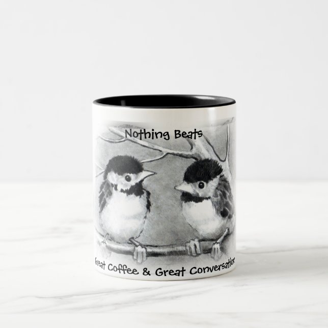 GROSSER KAFFEE, GROSSER GESPRÄCHCHICKADEE ZWEIFARBIGE TASSE (Mittel)