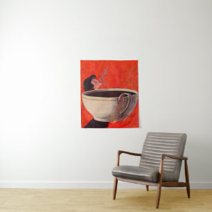 großer Kaffeetrinkdruck Wandteppich