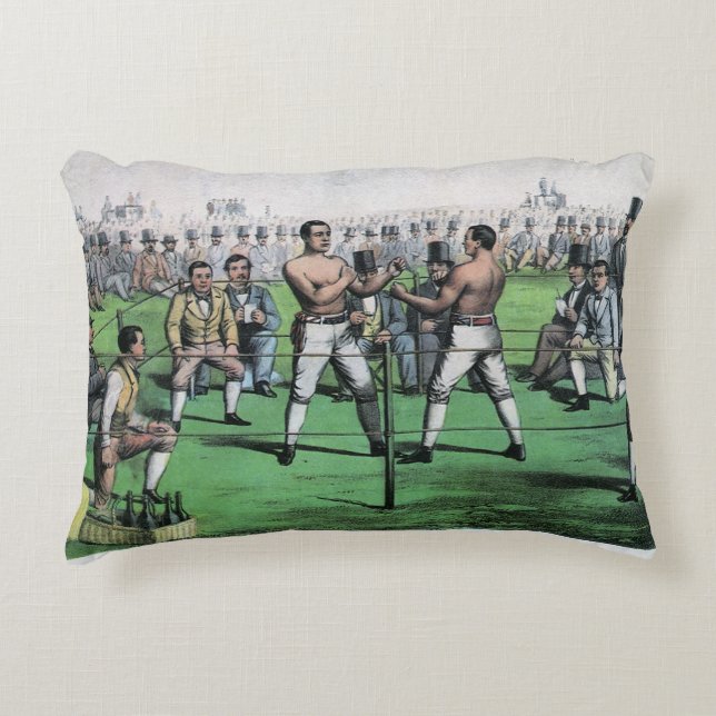 Großer Kampf um die Meisterschaft, Vintages Boxen Dekokissen (Vorderseite)