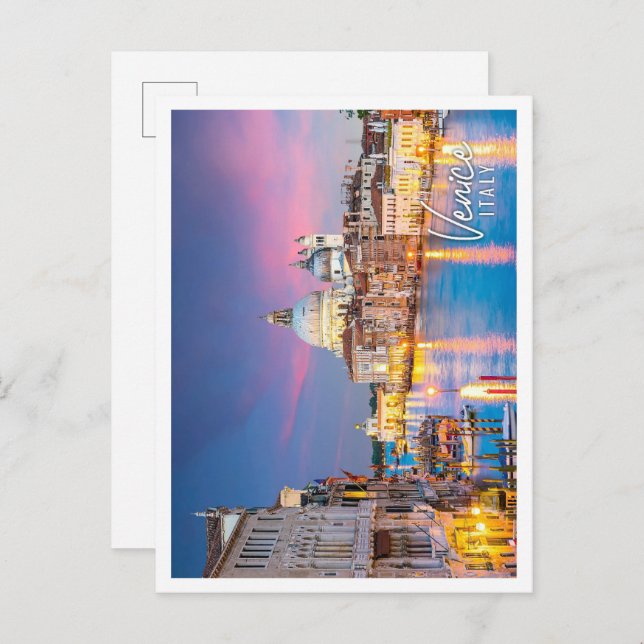 Großer Kanal in Venedig Italien mit santa maria Postkarte (Vorne/Hinten)