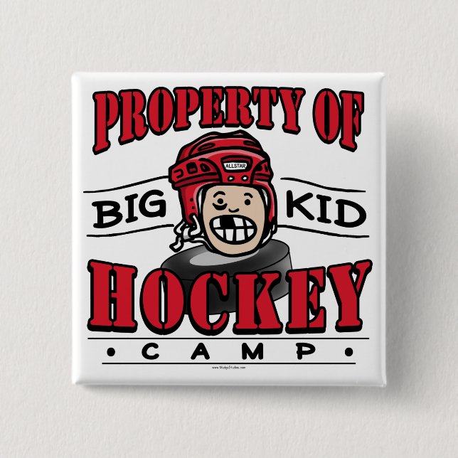 Großer KinderHockey-Lager-Rot-Sturzhelm Button (Vorderseite)