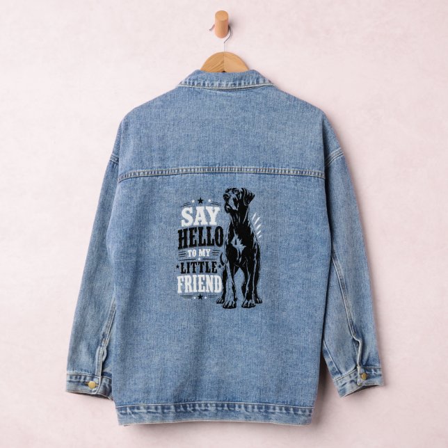 Großer kleiner Freund Great Dane Spaß Jeansjacke (Hangar)