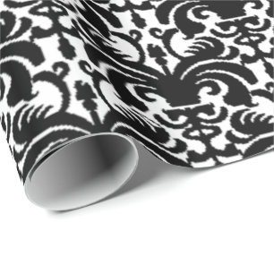 Großer, kühner Damast (Schwarz) Geschenkpapier