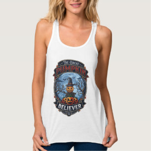 Großer Kürbis-Gläubiger Vogelscheuche Hexenhut Hal Tank Top