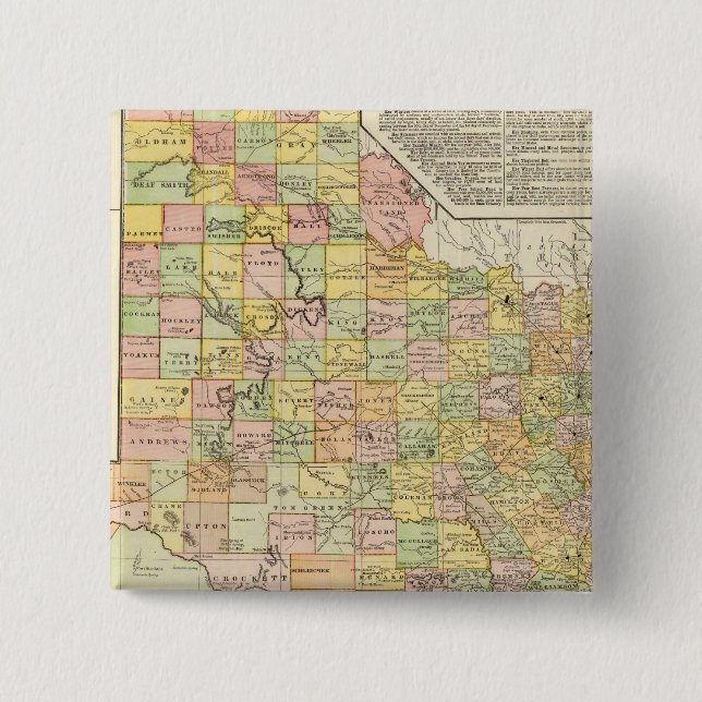 Grosser Landkreis und Bahnplan von Texas Button (Vorderseite)