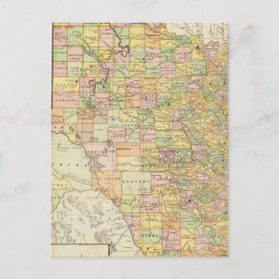 Grosser Landkreis- und Eisenbahnplan von Texas Postkarte