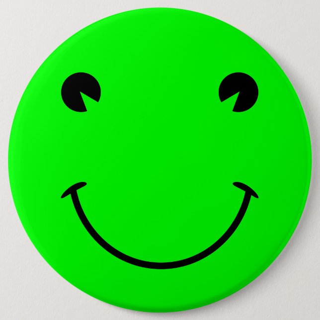 Großer limgrüner Frosch-Lächeln Button (Vorderseite)