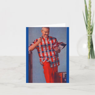 großer Mann in Rot und kariert Karte