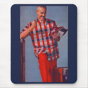 großer Mann in Rot und kariert Mousepad
