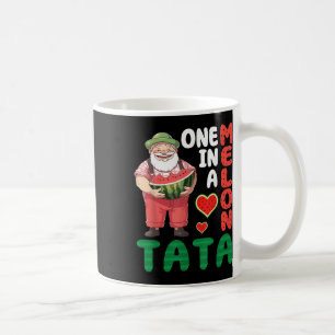 Großer Mann isst Wassermelone Einer in einer Melon Kaffeetasse