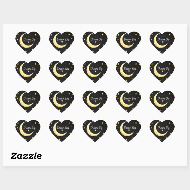 Großer Mond- und Sternesticker Herz-Aufkleber (Blatt)