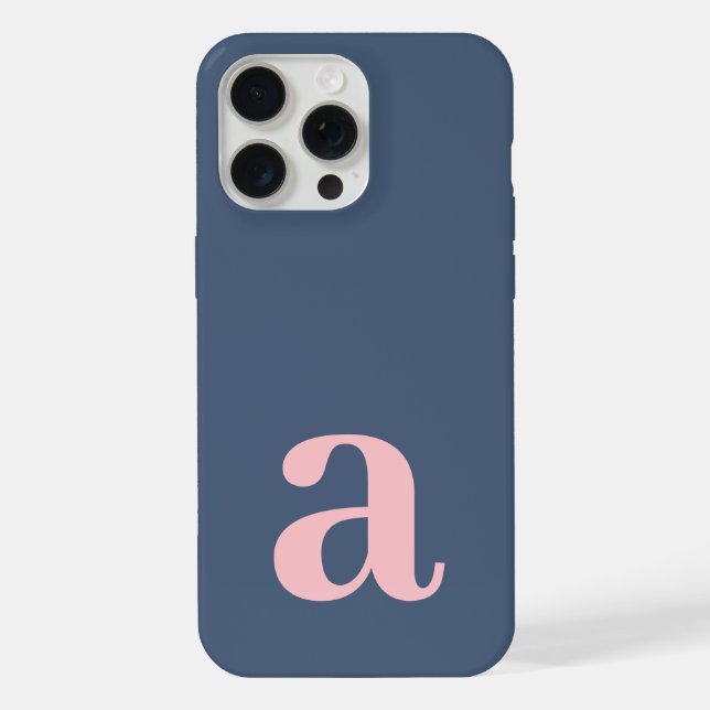 Großer Monogramm-Buchstabe Blau & Rosa Minimalisti iPhone Hülle (Rückseite)