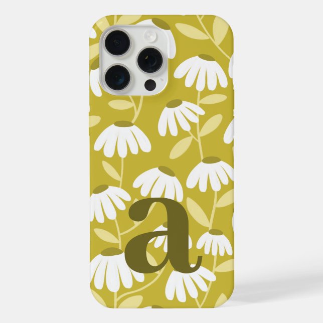 Großer Monogramm-Buchstabe Dunkles Gold Florales M iPhone Hülle (Rückseite)