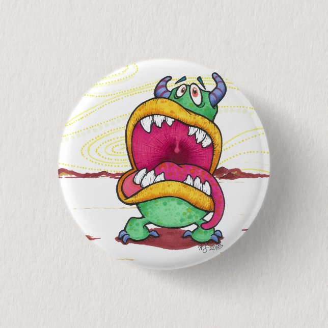 Großer Mund-Monsterknopf Button (Vorderseite)