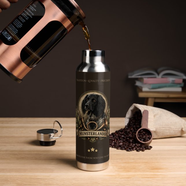 Großer Münsterländer (Logo) Trinkflasche (Kaffee (gedreht))