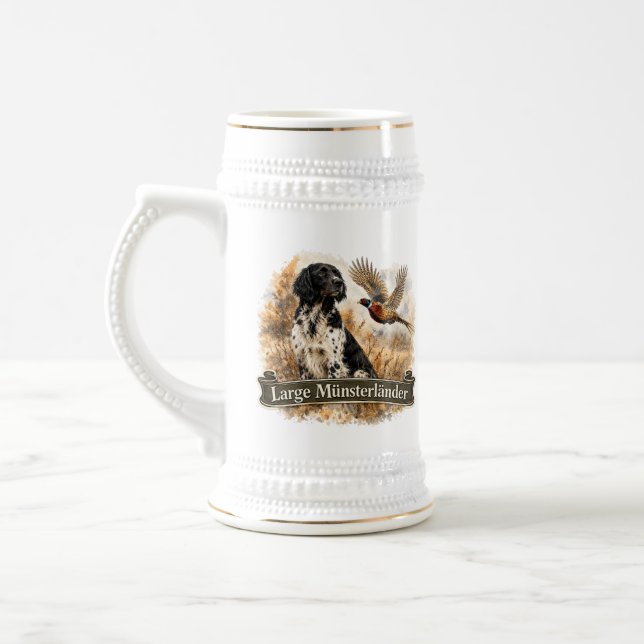 Großer Münsterländer mit Fasan Bierglas (Links)