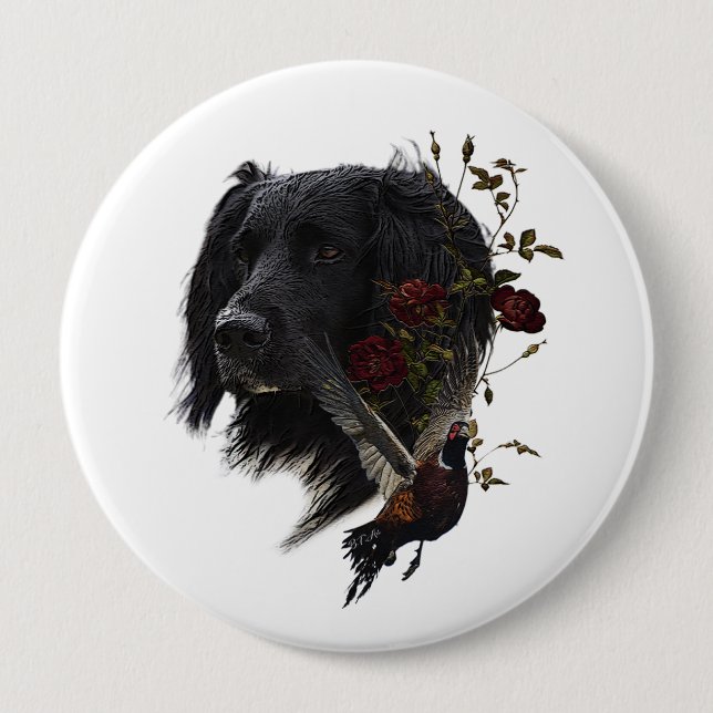 Großer Munsterlander mit Fasan Button (Vorderseite)