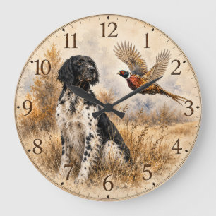 Großer Münsterländer mit Fasan Große Wanduhr