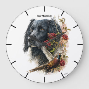 Großer Münsterländer mit Fasan   Große Wanduhr