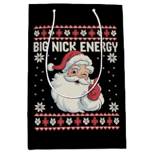 Großer Nick Energy Santa hässlicher Weihnachtspull Mittlere Geschenktüte