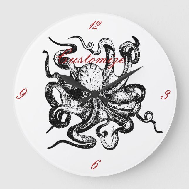 Großer Oktopus Thunder_Cove Große Wanduhr (Vorderseite)