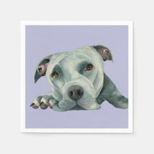 Großer Ol Kopf - Pitbull-HundeAquarell-Malerei Serviette