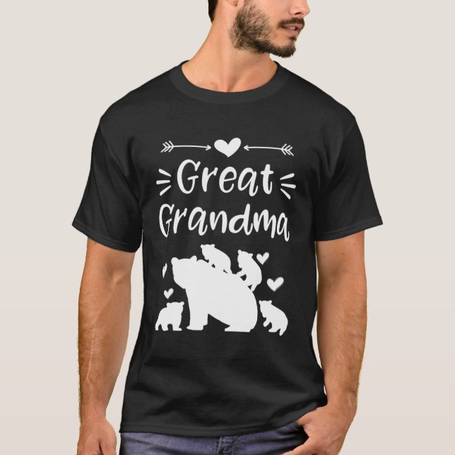 Großer Oma-Bär mit 4 Baby-Cubs Herz-Doddles T-Shirt (Vorderseite)