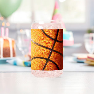 Großer orangefarbener Basketball mit Pickeln, Dosenglas