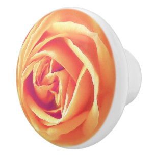 Großer Pastell-Orangerosen-Druck Keramikknauf