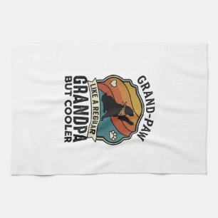 Großer Pfote Opa Hund Retro Sonnenuntergang Bandan Geschirrtuch
