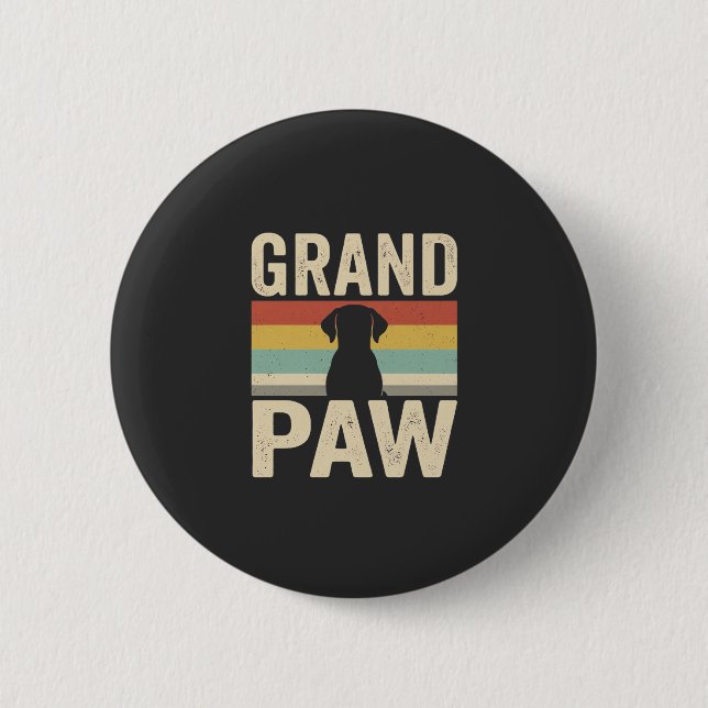 Großer Pfote Vintage Hund Retro Button (Vorderseite)