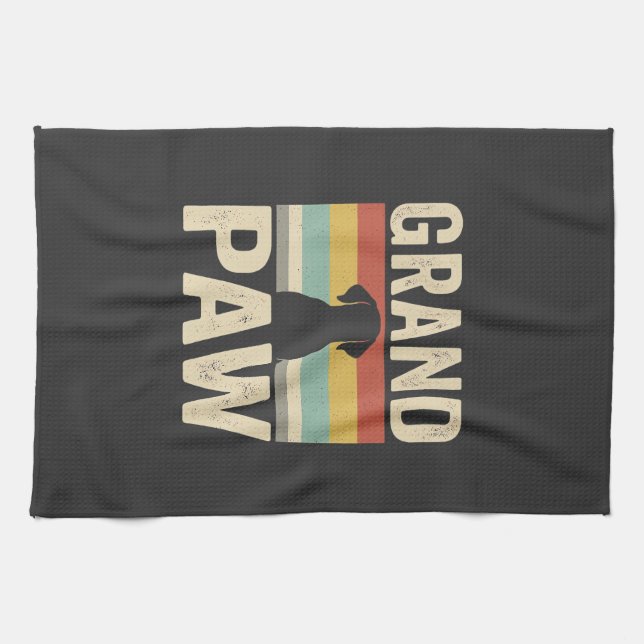 Großer Pfote Vintage Hund Retro Geschirrtuch (Horizontal)