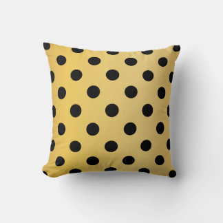 Großer Poke A Dots Gold und Schwarz Kissen