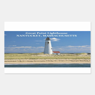 Großer Punkt-Leuchtturm, Nantucket, MA-Aufkleber Rechteckiger Aufkleber