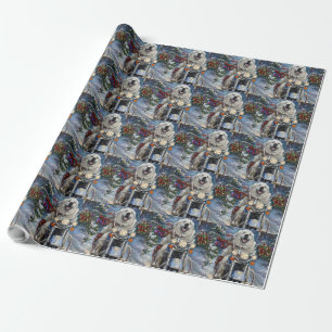 Großer Pyrenäen Hund fährt Motorrad Weihnachten Geschenkpapier