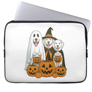 Großer Pyrenäen Hund Geist Hexe Halloween passend Laptopschutzhülle