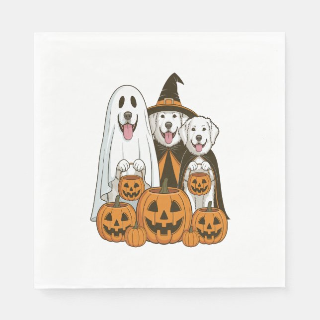Großer Pyrenäen Hund Geist Hexe Halloween passend  Serviette (Vorderseite)