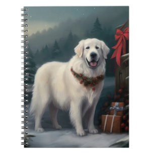 Großer Pyrenäen-Hund im Schnee Weihnachten Notizblock