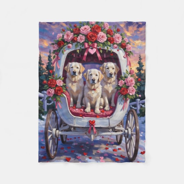 Großer Pyrenäen-Hund Valentinstag Fleecedecke (Vorderseite)