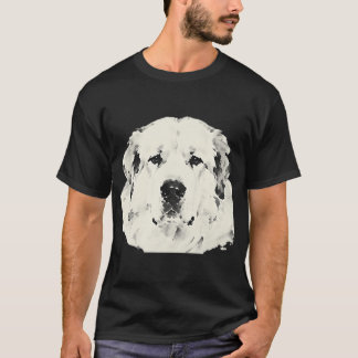 Großer Pyrenäen-Tuschemalerei Nahaufnahme T-Shirt