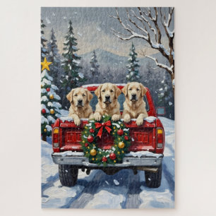 Großer Pyrenäen-Weihnachten Rotes Lastwagen Ferien Puzzle