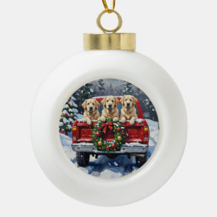 Großer Pyrenäen-Weihnachten Rotes Lastwagen-Fest Keramik Kugel-Ornament