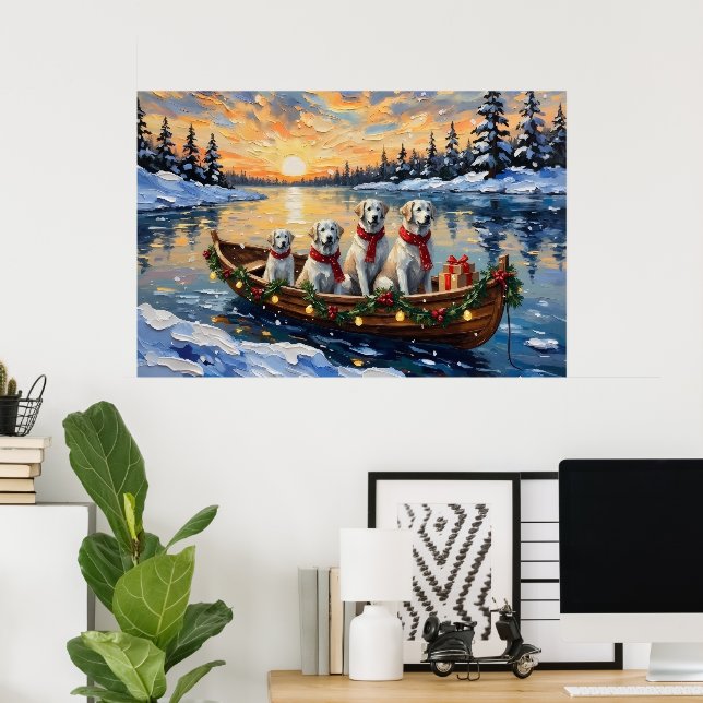 Großer Pyrenäen-Weihnachtsboot-Urlaub Poster (Heimbüro)