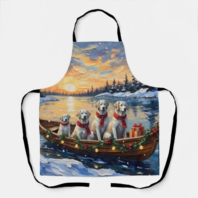 Großer Pyrenäen-Weihnachtsboot-Urlaub Schürze (Vorderseite)