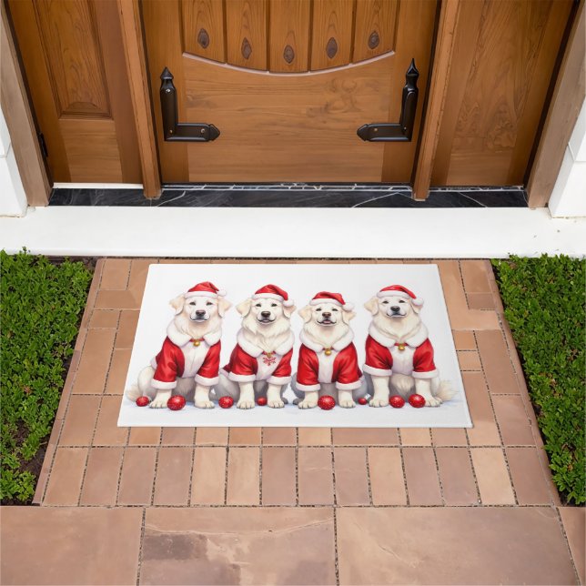 Großer Pyrenäen-Weihnachtskleid Santa-Hut Fußmatte (Außenbereich)