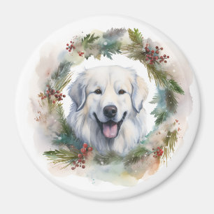 Großer Pyrenäen-Weihnachtskranz Festiver Hund Magnet