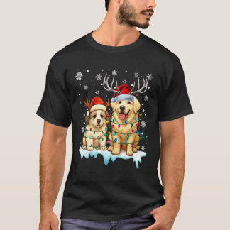 Großer Pyrenäen-Weihnachtslicht-Weihnachtsmannhut- T-Shirt
