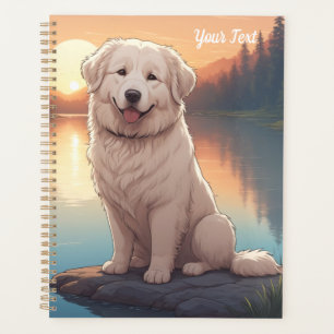 Großer Pyrenäenhund am See Planer